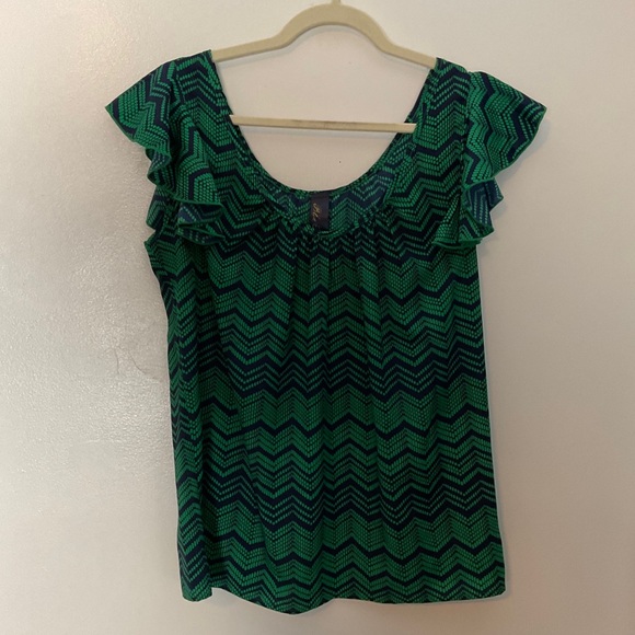 Blue Rain Chevron Print Off the Shoulder Blouse Size Small - Picture 2 of 11